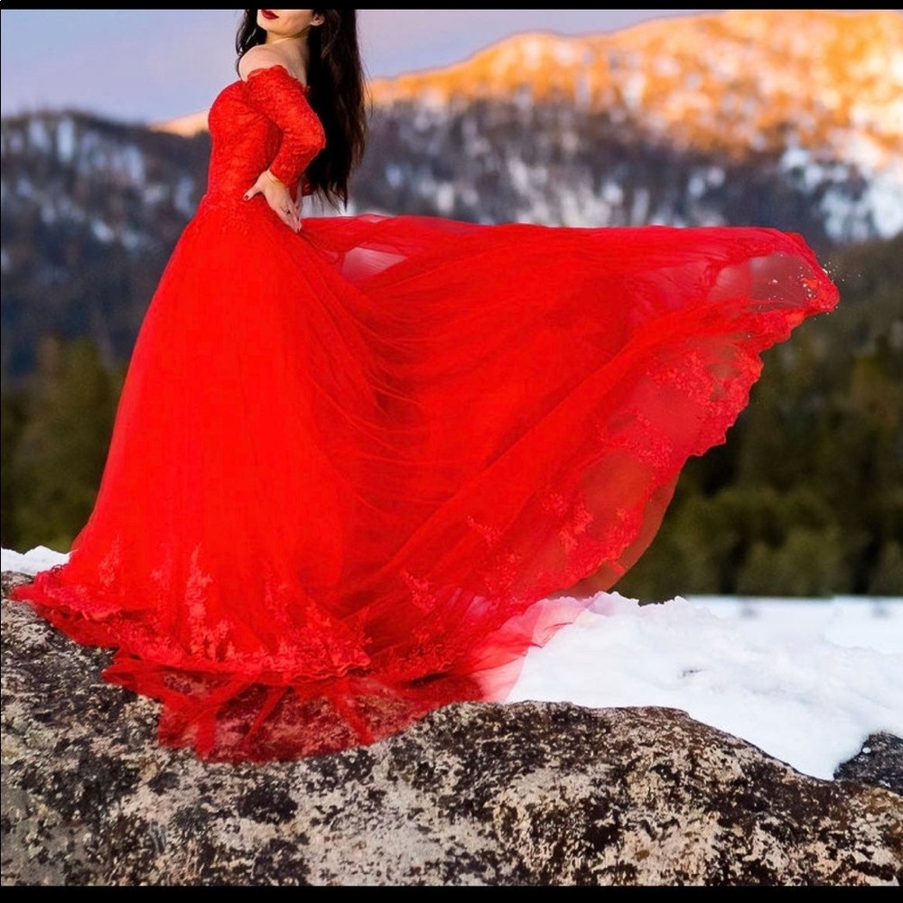 Red ball gown